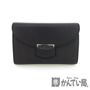 Celine Trotter Compact Bi fold Wallet Black Leather